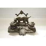 Bronzed ornate ink stand