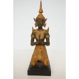 Balinese bronze figure on wooden plinth Height 28