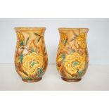 Pair of Falcon ware vases titled Dovedale