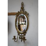 Victorian brass candle mirror - crack to plate Hei