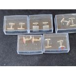 5x pairs of cased cufflinks