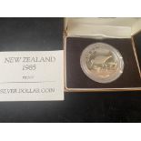 New Zealand 1985 proof silver dollar coin