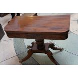 Victorian mahogany folding card table, raised on b