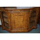 Early victorian walnut veneered credenza with box wood scrolling & brass highlights 104 cm x 162 cm