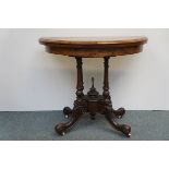 Early Victorian folding card table, on original ca