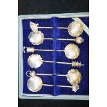 Cased set of silver spoons