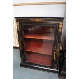 Victorian ebonised glazed cabinet 96 cm x 75 cm