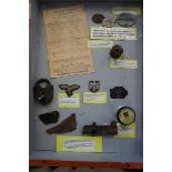 Display case containing WWII German memorabilia -