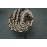 Retro black & white weaved tub chair