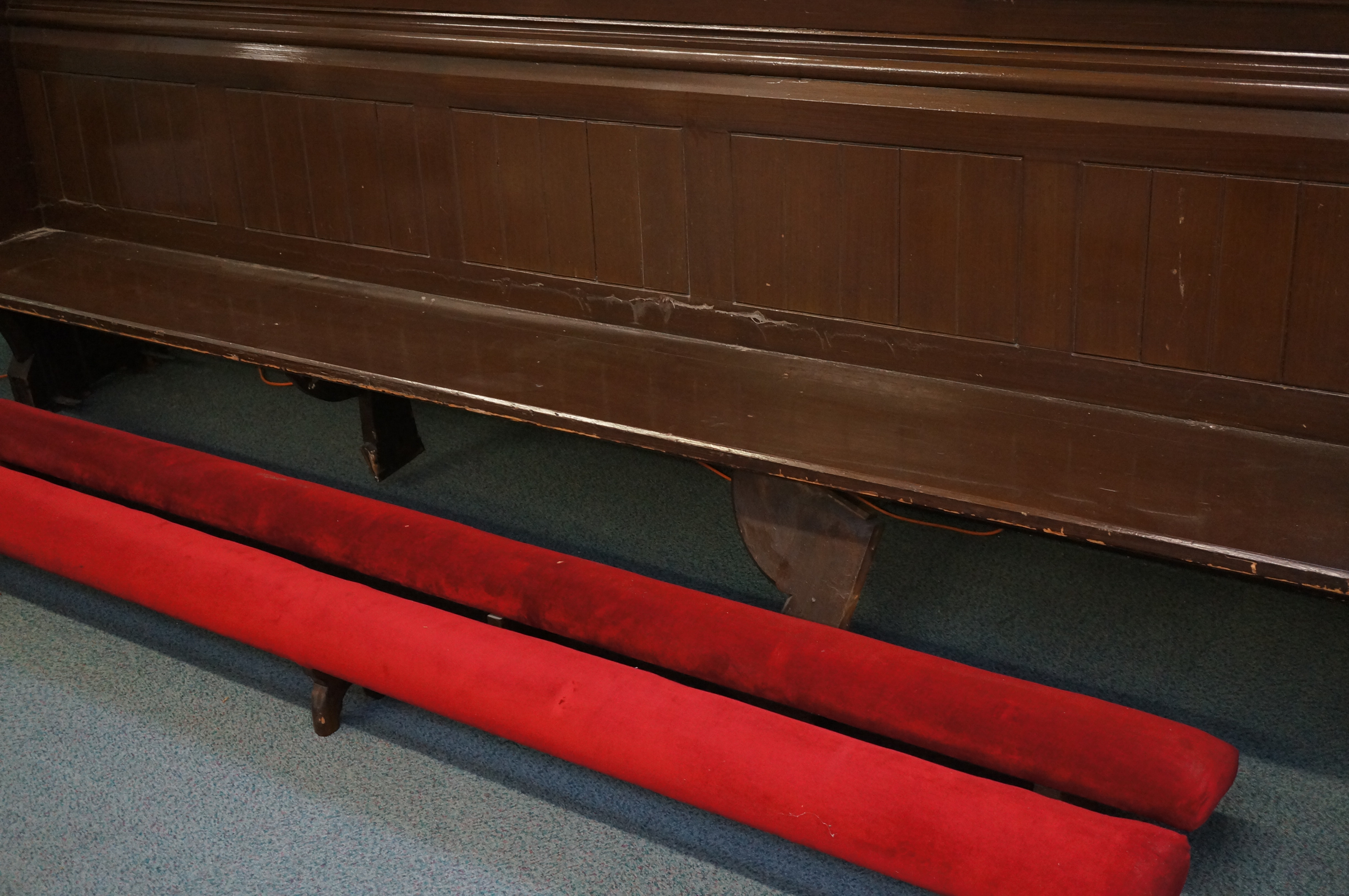 Long church pew (painted pine) with knee rests - r