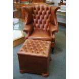 Very good quality leather wing back with matching