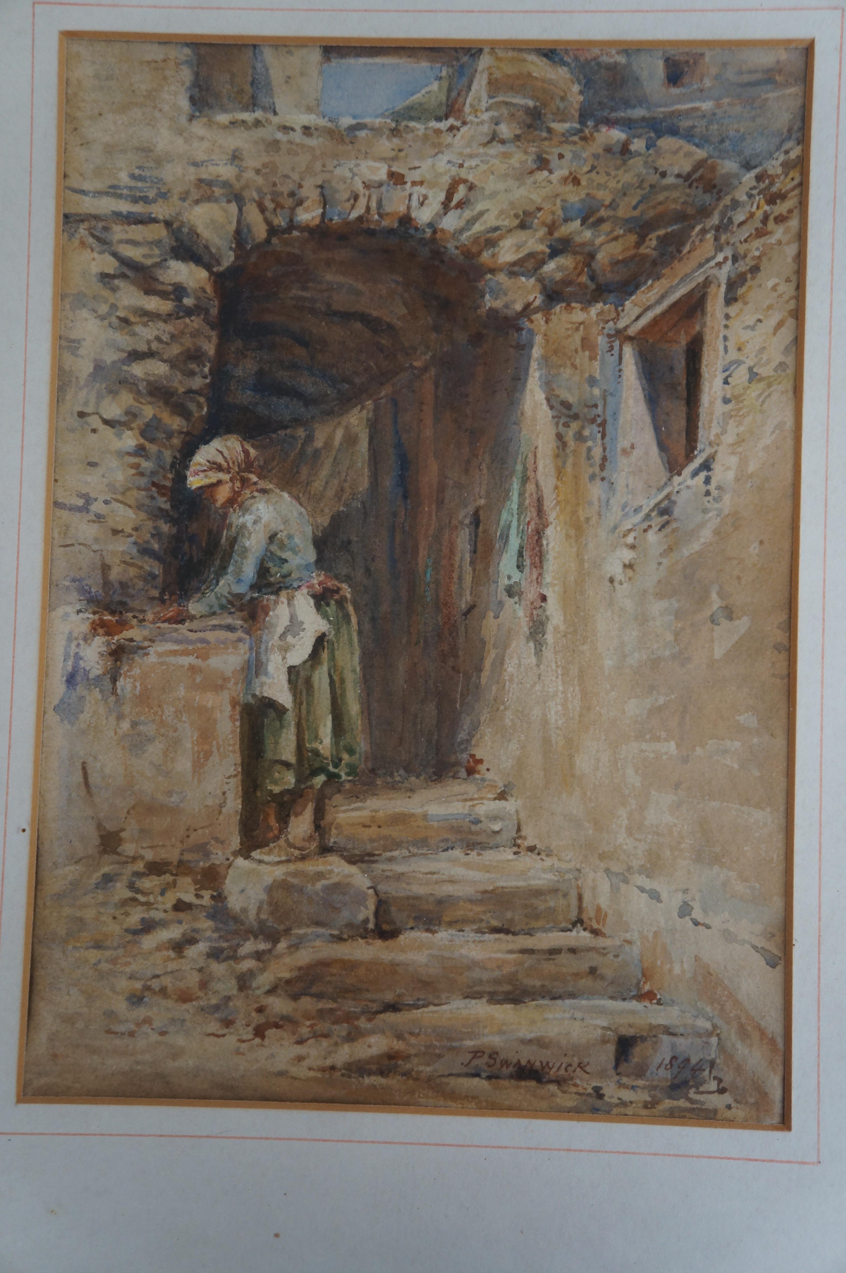 Watercolour by P Swanwick 1894 40cm x 30 cm