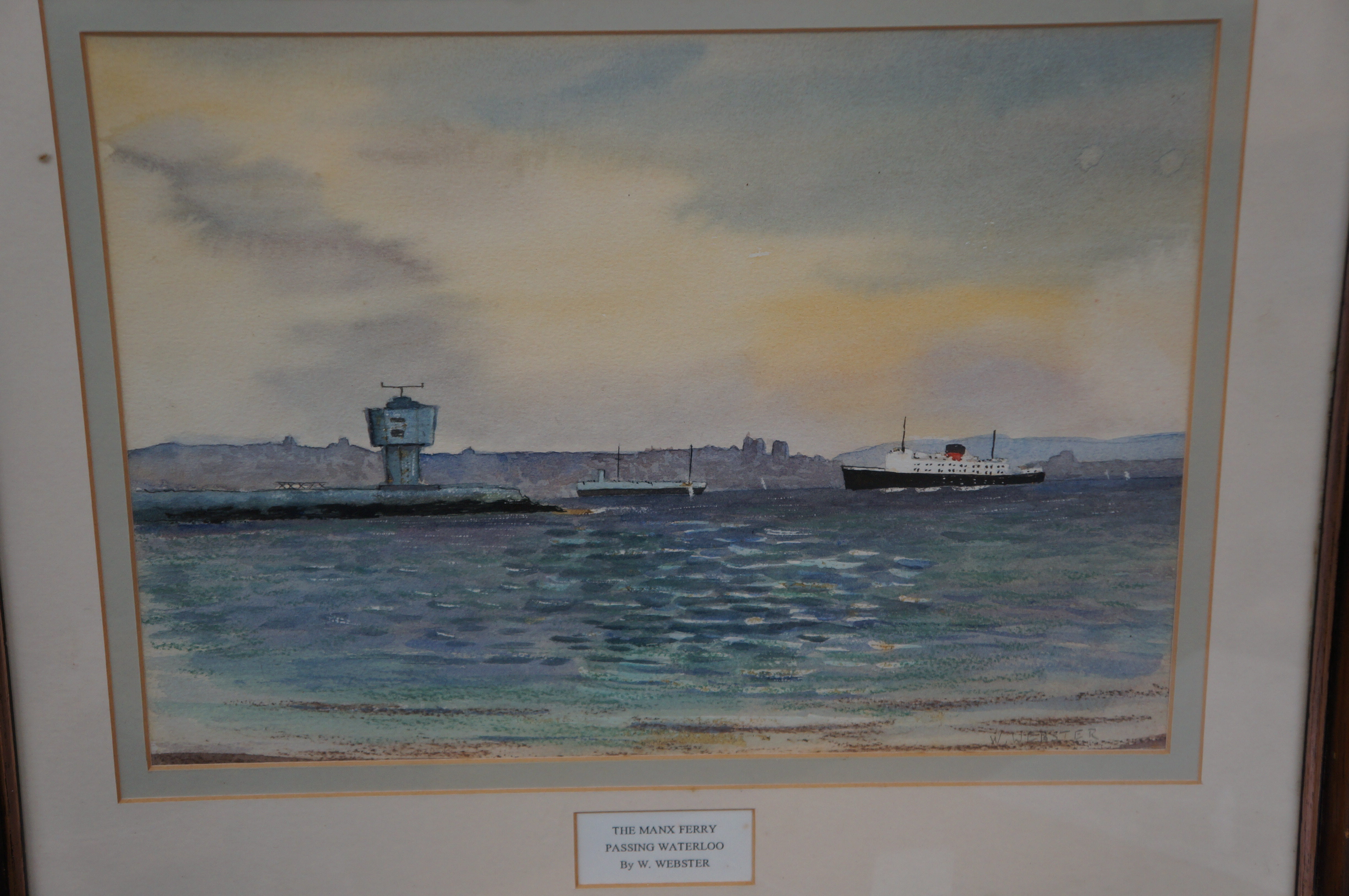 The Manx ferry passing waterloo, watercolour by W