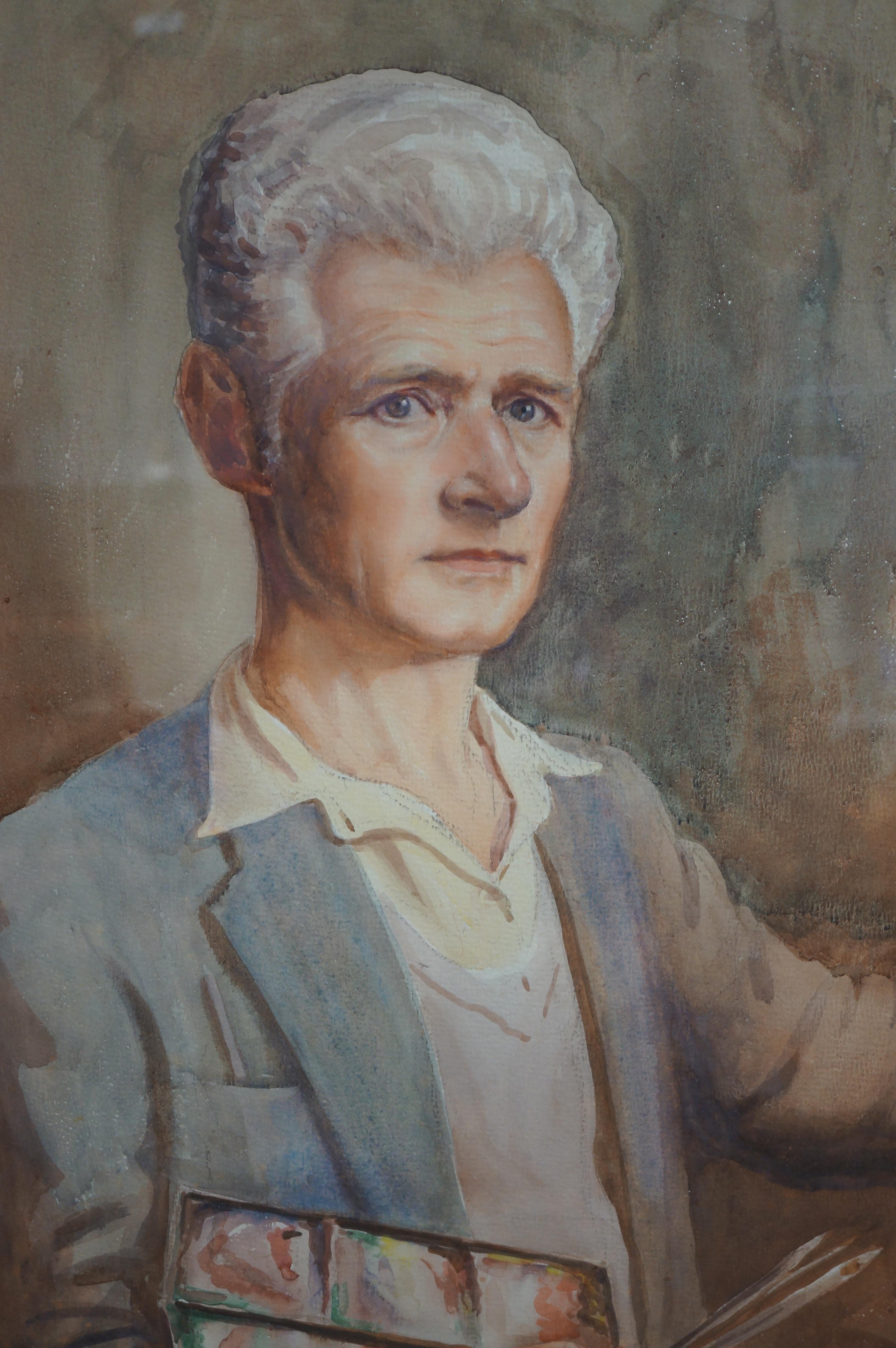 Watercolour of Colin Clough Hilton Self Portrait B