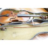 Early cased violin & bow