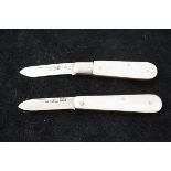 2x silver mother of perl fruit knives