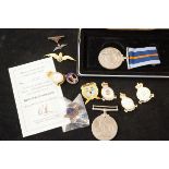 Collection of badges & medals to include 2x RAF sw