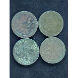 4x Georgian cartwheel pennys