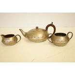 Hammered english pewter arts & crafts tea set