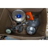 Collection of vintage car parts, lamps & others
