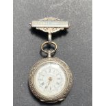Ladies silver fob watch