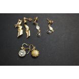 3x Pairs of gold earrings