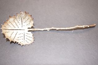 Designer silver leaf spoon, Sheffield 2003 maker P