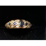 9ct Gold ring set with sapphires & diamonds Size O