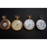 3x gold plated pocket watches & 1 silver pocket wa