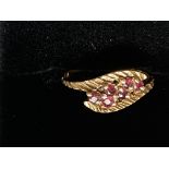9ct Gold ring set with rubies Size M