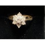 9ct Gold ring set with diamonds Size M