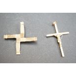 9ct Gold cross together with a 9ct gold pin brooch