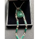 Silver & malachite necklace & bracelet