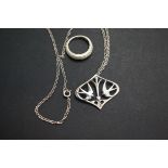 Designer silver necklace & silver ring