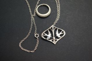 Designer silver necklace & silver ring