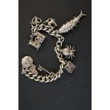 Vintage silver charm bracelet - Requires clasp Tot