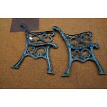 Pair of cast iron bench ends