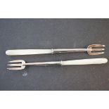 2x Charles Horner pickle forks with mother of pear