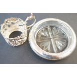 Silver glass holder-chester hallmark together with