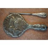 Silver handled button hook & silver hand mirror