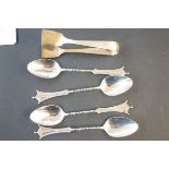 4x Solid silver tea spoons crown design total weig