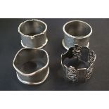 4x Silver napkin rings Total weight 114g