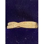9ct Gold crossover ring set with diamonds Size M