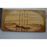 Oil on board ship scene