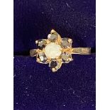 9ct Gold ring set with opal & sapphires size K