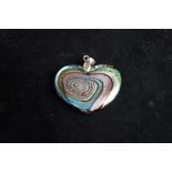 Murano glass heart shaped pendant with clasp stamp