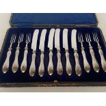 6 Silver knives & forks boxed