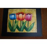 Oil on canvas signed paining (tulips)