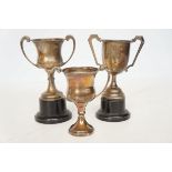 3 silver trophies, 2 with bases Total weight appro