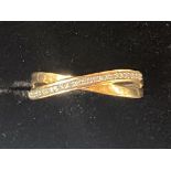 9ct gold ring set with diamonds Size L.5